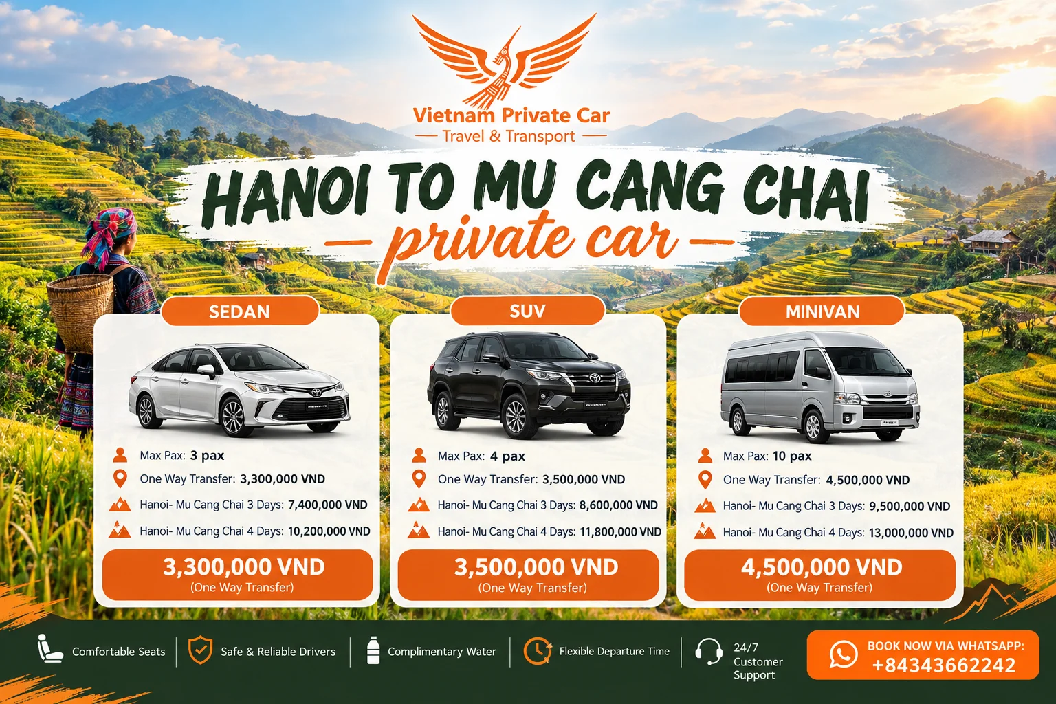 Hanoi to Mu Cang Chai private car - Vietnam Private Car