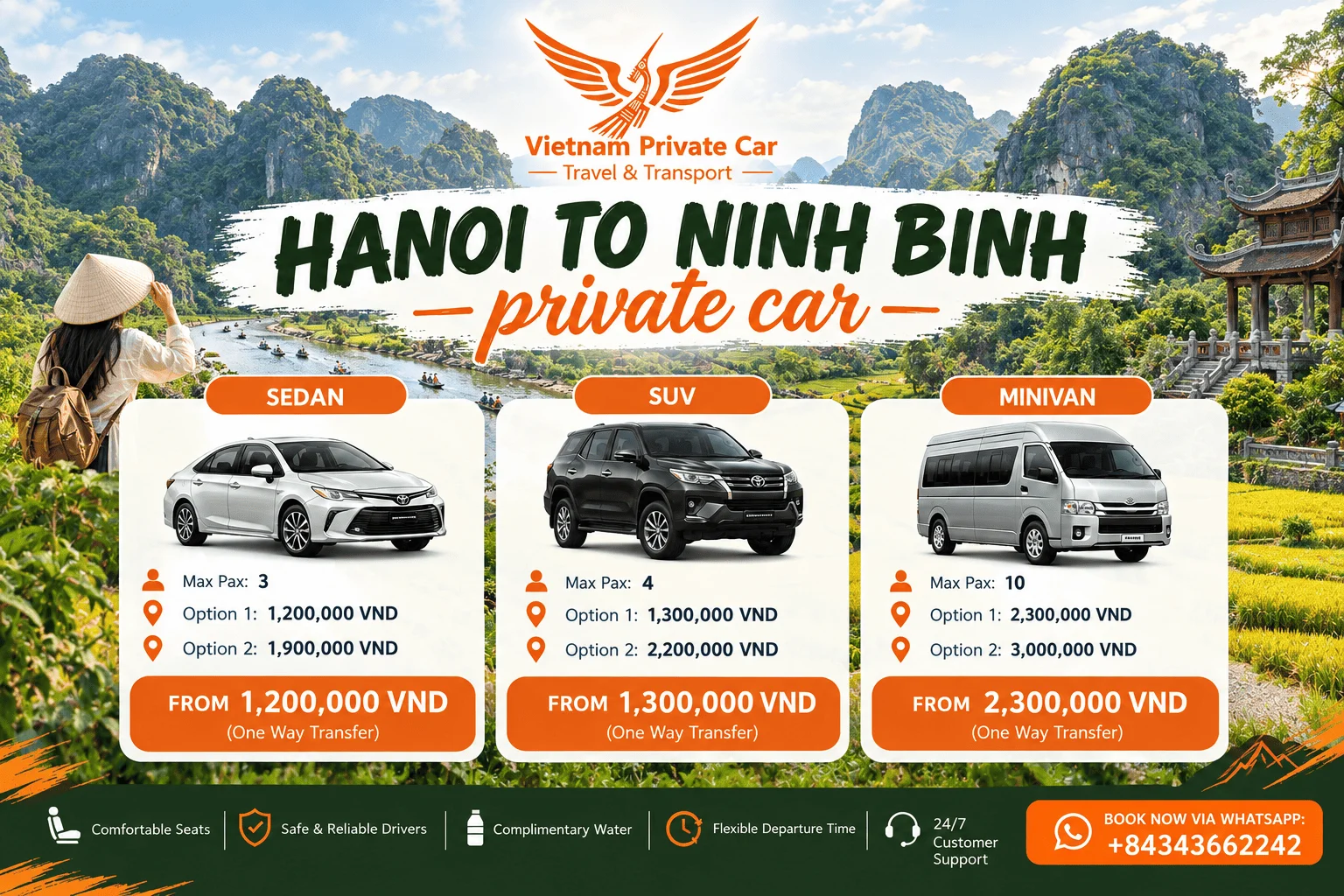 Hanoi to Ninh Binh private car - Vietnam Private Car